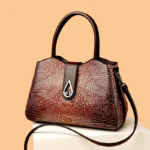 Croc embossed pattern elegant tote handbag - Image 14