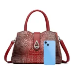 Croc embossed pattern elegant tote handbag - Image 17