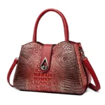 Croc embossed pattern elegant tote handbag - Image 2