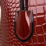 Vintage bright leather croc embossed women handbag - Image 7