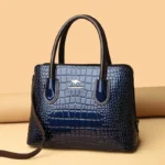 Vintage bright leather croc embossed women handbag - Image 8