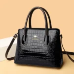 Vintage bright leather croc embossed women handbag - Image 12