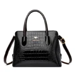 Vintage bright leather croc embossed women handbag
