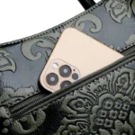 Vintage classic flower embossed pattern handbag - Image 10