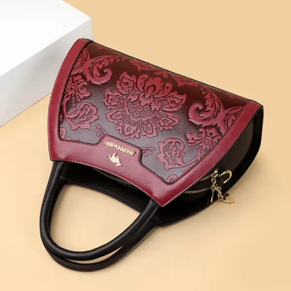 Vintage classic flower embossed pattern handbag - Image 12