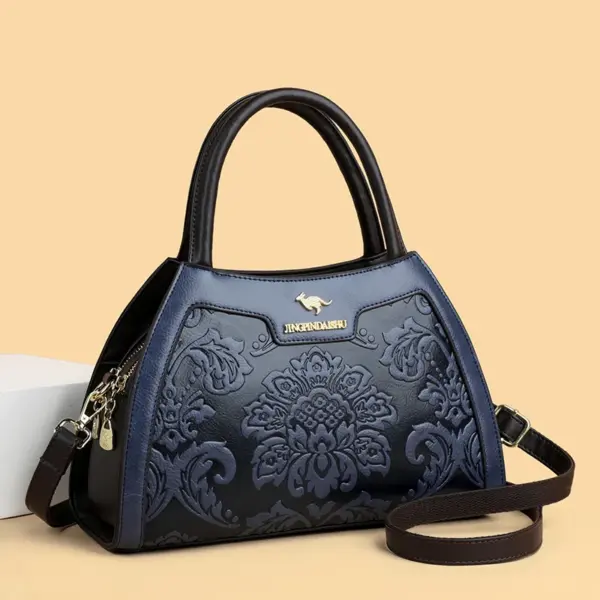 Vintage classic flower embossed pattern handbag - Image 15