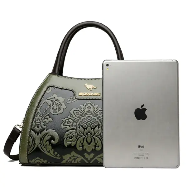 Vintage classic flower embossed pattern handbag - Image 2