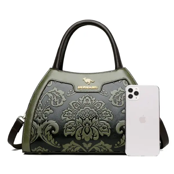 Vintage classic flower embossed pattern handbag - Image 3