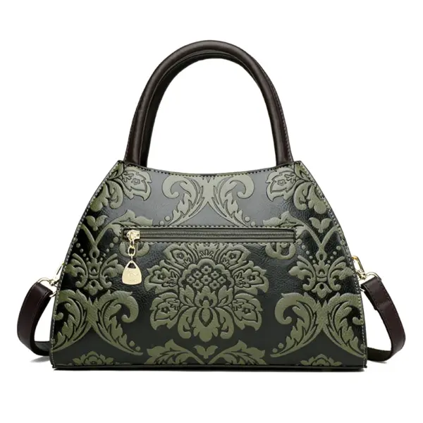 Vintage classic flower embossed pattern handbag - Image 4