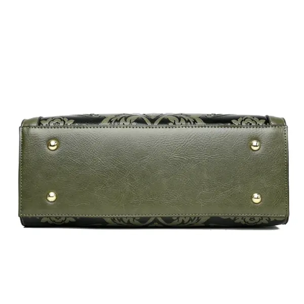 Vintage classic flower embossed pattern handbag - Image 6