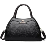 Vintage classic flower embossed pattern handbag