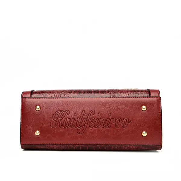 Vintage croc embossed women stylish handbag - Image 5