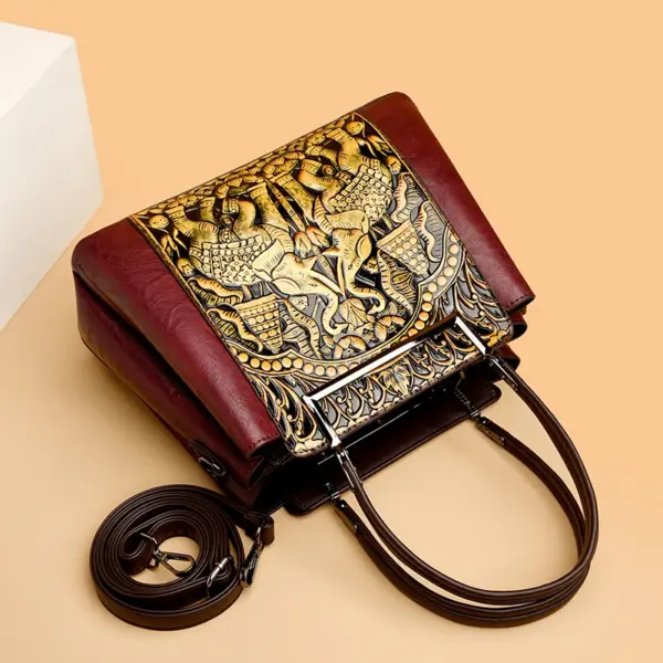 Vintage embossed design designer tote bag - Image 11