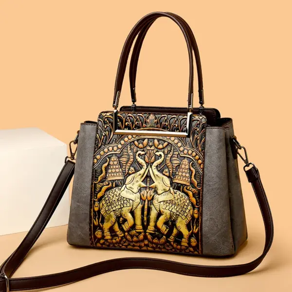 Vintage embossed design designer tote bag - Image 12
