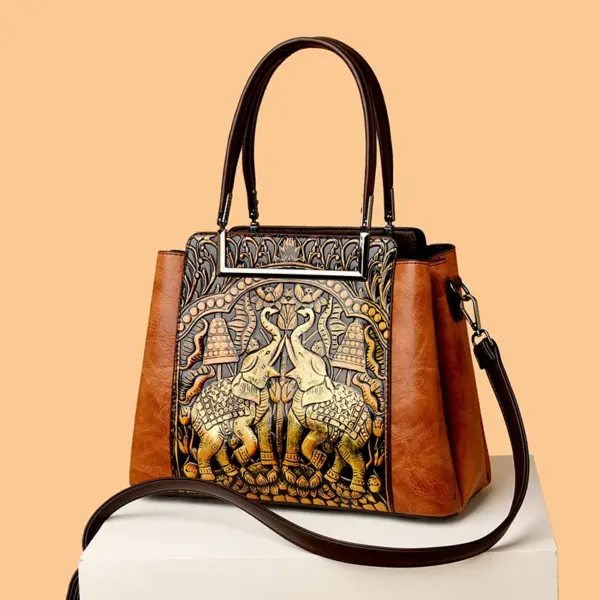 Vintage embossed design designer tote bag - Image 15