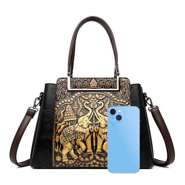 Vintage embossed design designer tote bag - Image 2