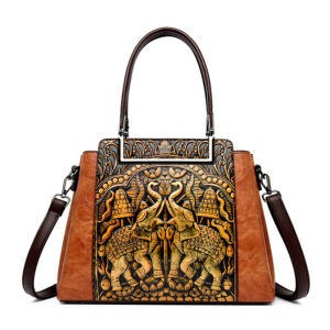 Vintage embossed design designer tote bag