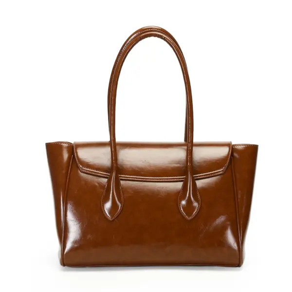 Vintage oil wax leather shoulder tote bag - Image 14