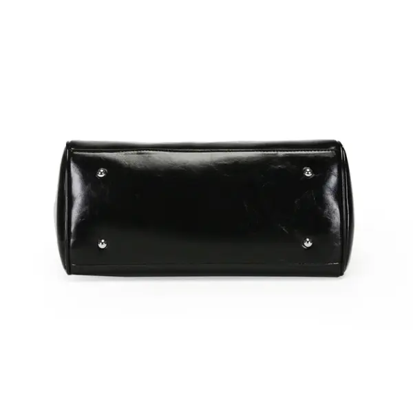 Vintage oil wax leather shoulder tote bag - Image 18