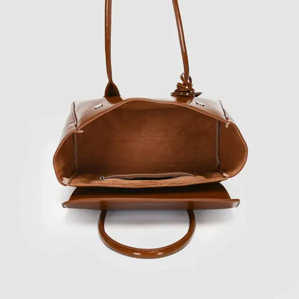 Vintage oil wax leather shoulder tote bag - Image 19