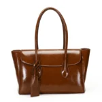 Vintage oil wax leather shoulder tote bag