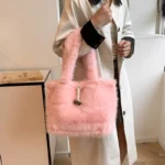 Soft faux fur shoulder tote bag - Image 3