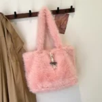 Soft faux fur shoulder tote bag - Image 10
