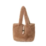 Soft faux fur shoulder tote bag