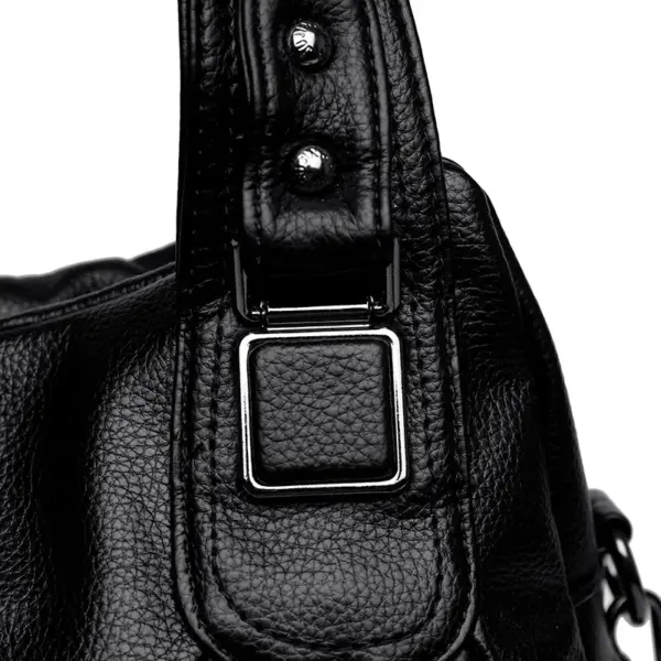Soft leather women elegant shoulder tote bag - Image 5