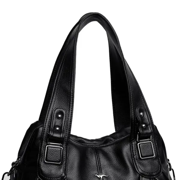 Soft leather women elegant shoulder tote bag - Image 6