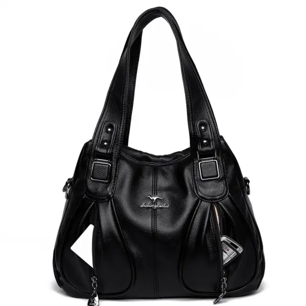 Soft leather women elegant shoulder tote bag - Image 7