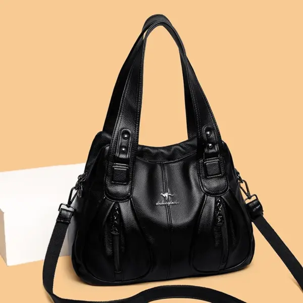 Soft leather women elegant shoulder tote bag - Image 12