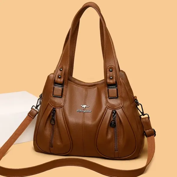 Soft leather women elegant shoulder tote bag - Image 13