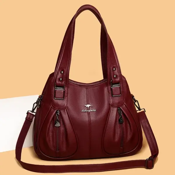 Soft leather women elegant shoulder tote bag - Image 14