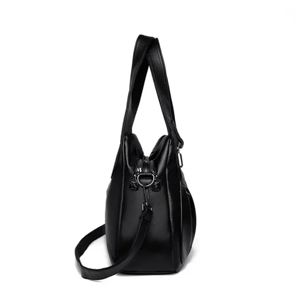 Soft leather women elegant shoulder tote bag - Image 2