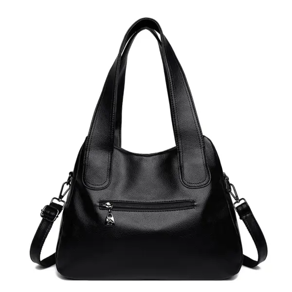 Soft leather women elegant shoulder tote bag - Image 3