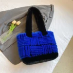 Splicing design fur decor shoulder tote bag - Image 2