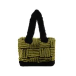 Splicing design fur decor shoulder tote bag