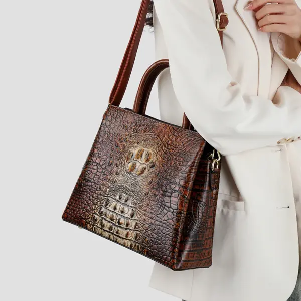 Large capacity croc embossed shoulder tote bag - Image 2