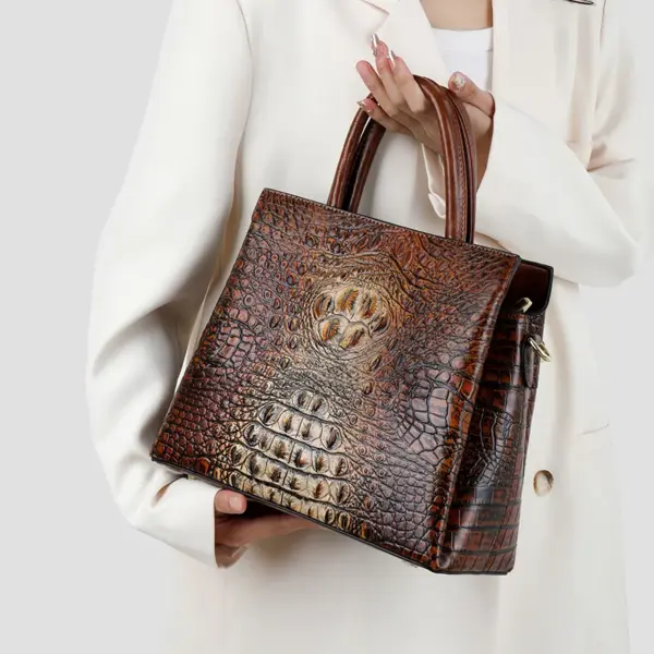 Large capacity croc embossed shoulder tote bag - Image 3