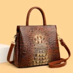 Large capacity croc embossed shoulder tote bag - Image 19