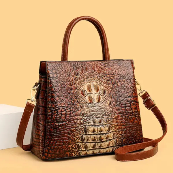 Large capacity croc embossed shoulder tote bag - Image 19