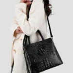 Large capacity croc embossed shoulder tote bag - Image 4