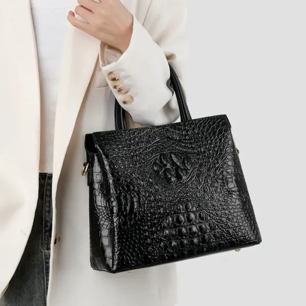 Large capacity croc embossed shoulder tote bag - Image 5