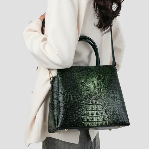 Large capacity croc embossed shoulder tote bag - Image 6