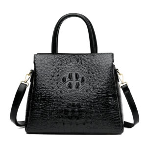 Large capacity croc embossed shoulder tote bag