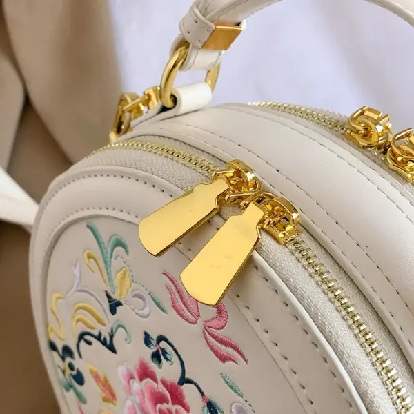 Round pattern flower embossed designer bag - Image 18