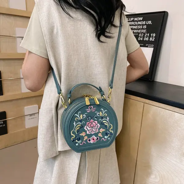 Round pattern flower embossed designer bag - Image 10