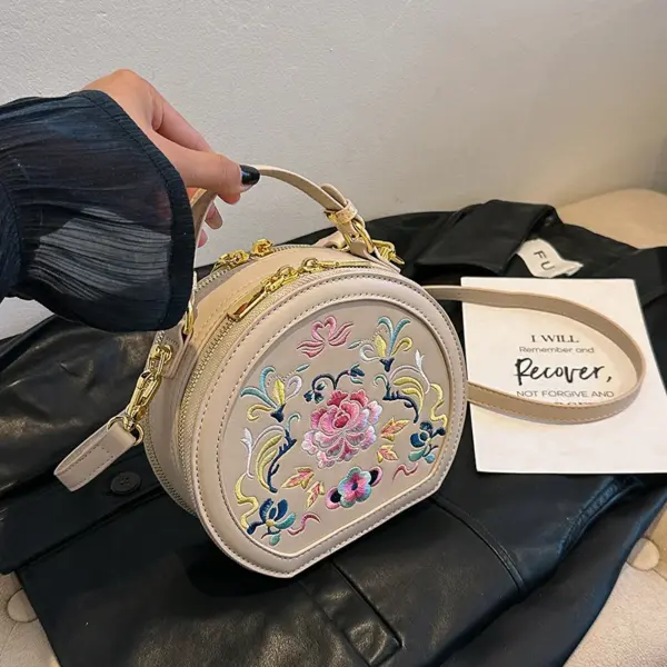 Round pattern flower embossed designer bag - Image 11