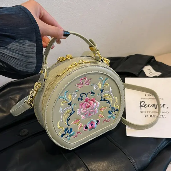 Round pattern flower embossed designer bag - Image 12